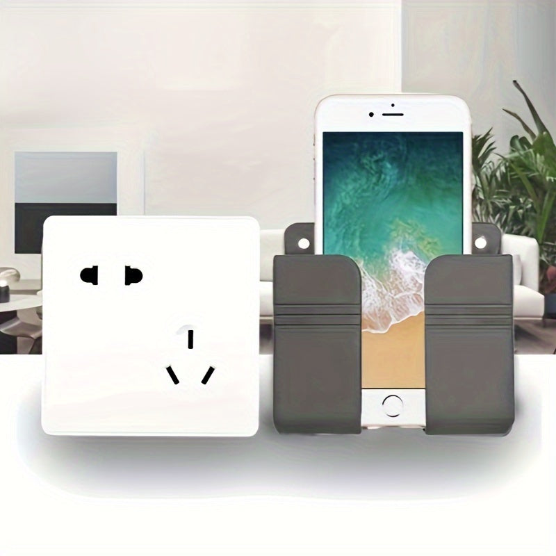 1pc Multifunctional Wall-mounted Mobile Phone Charger Holder Waterproof Space-saving TV Air Conditioner Remote Control Storage Box Wall-mounted Storage Rack