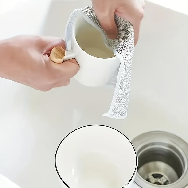 10 Stainless Steel Cleaning Cloths - Non-stick Mesh Dish Towels for Kitchen Maintenance