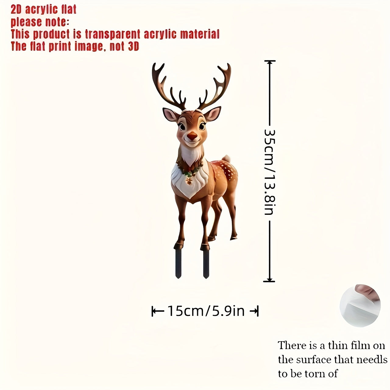 1 Piece Art Deco Style Acrylic Reindeer Garden Stake - Christmas Animal Theme Outdoor Lawn Decoration, No Electricity or Batteries Required, Holiday Yard Decorations