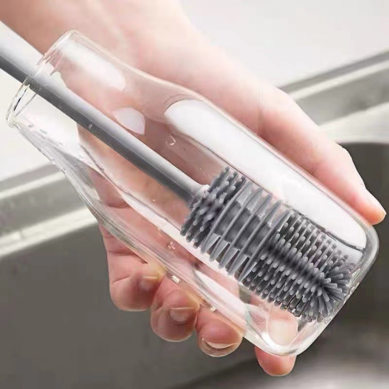 1pcLong handle silicone cup bottle brush - non-electric cleaning brush, deep cleaning every corner