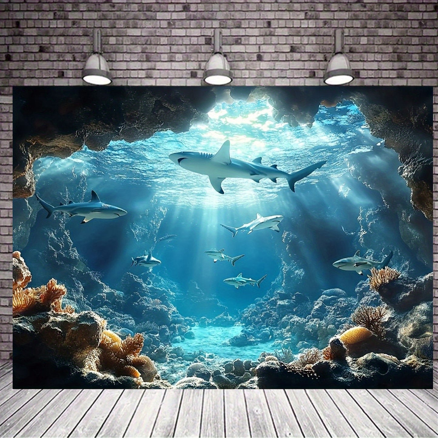 Underwater Sea Life Polyester Backdrop, Ocean Shark Coral Fish Wall Decor for Birthday and Bachelorette Parties | Non-Motorized, Multipurpose Banner for General Celebrations