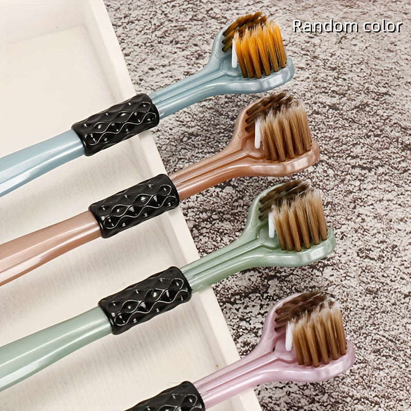 4-Pack XFDXKLY 3D Manual Toothbrush for Adults - Medium Firmness, Microfiber Bristles, Removes Plaque, Includes Tongue Cleaner, Neutral Oral Care, Available in Multiple Colors
