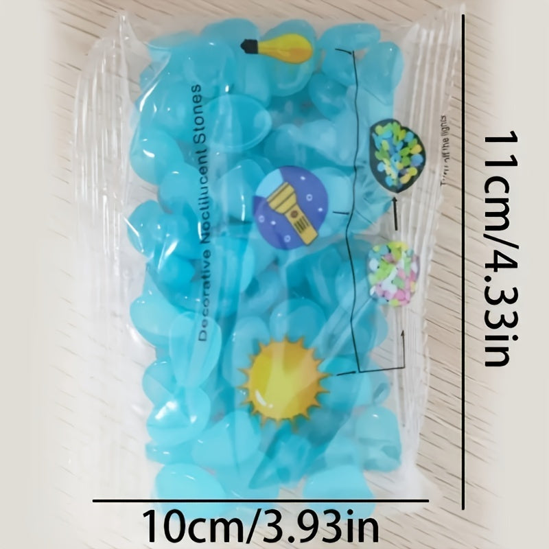 100 Pieces Pack of Glow-in-the-Dark Stones Resin Glow-in-the-Dark Pebbles