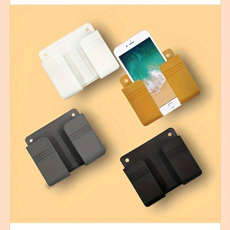 1pc Multifunctional Wall-mounted Mobile Phone Charger Holder Waterproof Space-saving TV Air Conditioner Remote Control Storage Box Wall-mounted Storage Rack