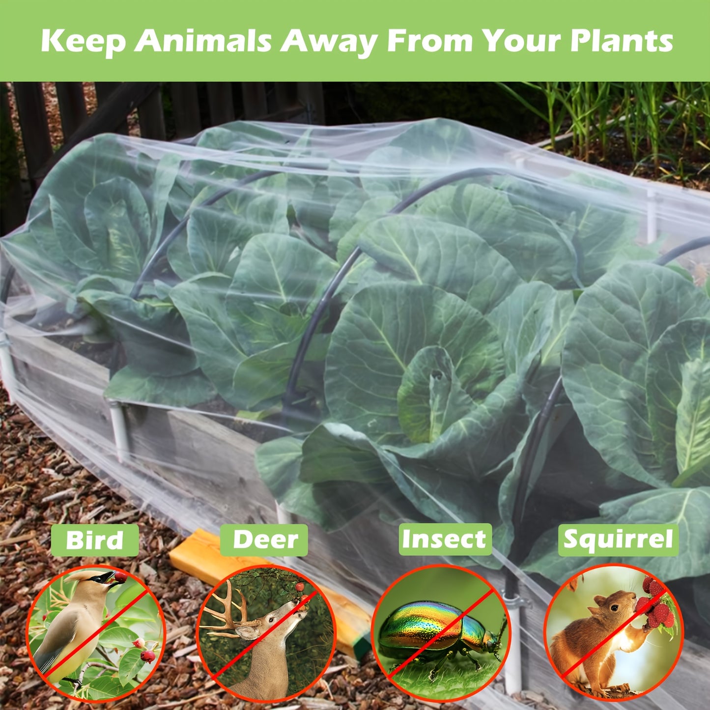 Garden Net Pest Control Net - PE Material, Ultra Fine Bird Barrier, Anti-Mosquito, Suitable for Vegetables, Fruits, Flowers - Durable, Easy-to-Use Cover for Outdoor Gardens and Raised Beds (1 Pack)