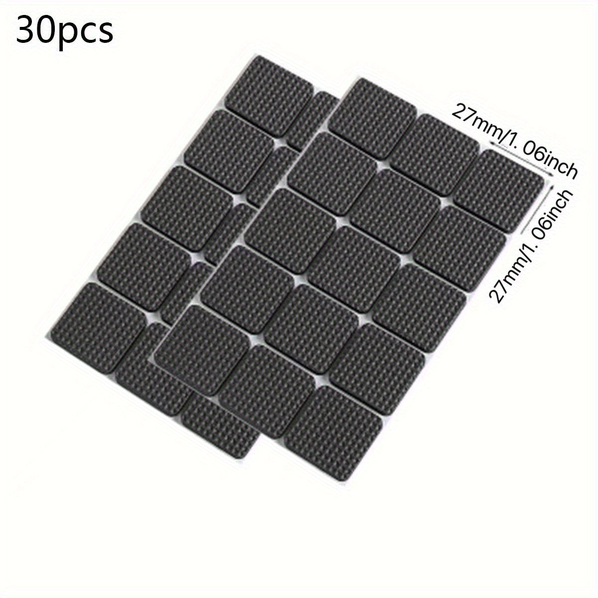 30 Pieces Self-Adhesive Furniture Leg Foam Rubber Pads: Non-Slip EVA Pads to Protect Furniture and Keep It Stable - 1" Square Black