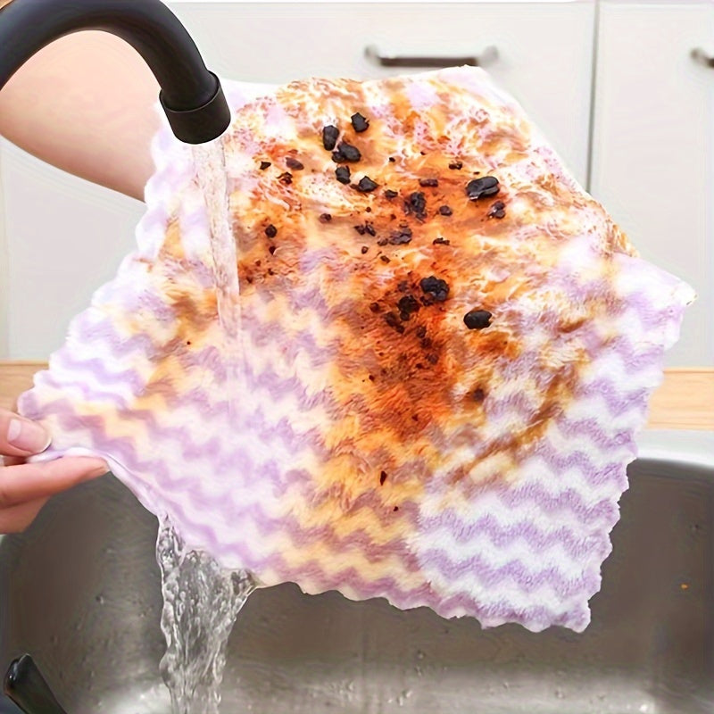 10 Pack Dish Towels Bamboo Fiber Dish Cloths Super Absorbent Double Layer Cleaning Cloths Modern Thick Kitchen Towels Reusable Oil Free Containing Bamboo Charcoal Dish Cloths