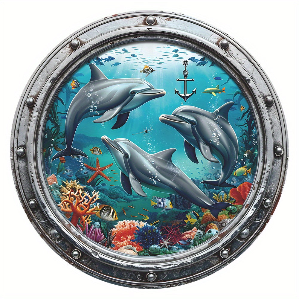 1 pc Whimsical Undersea World Toilet Decal - Waterproof PVC, Self-adhesive Bathroom Sticker with Dolphin and Whale Graphics for Home Decor
