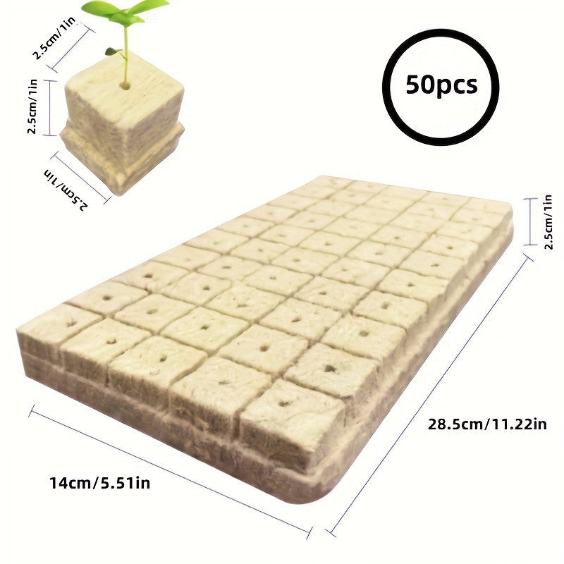 50 pieces of soilless cultivation substrate plant propagation seedling blocks plant rock wool substrate hydroponic seedling blocks, 25*25*25 mm