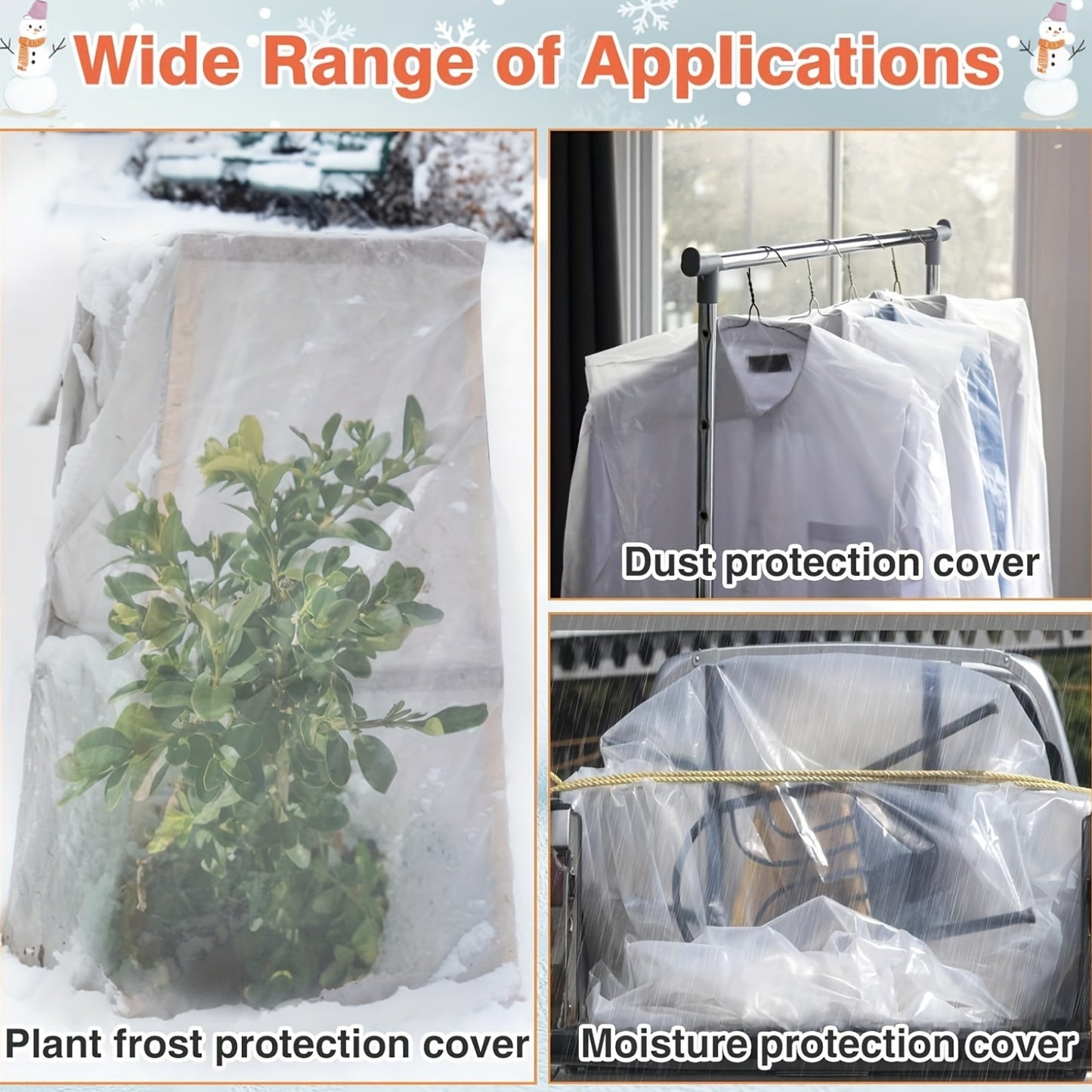1 Piece Clear Plastic Film, PE Material, Transparent Garden Cover for Plants, Outdoor Vegetable Crops, Furniture and Floor Protection, Garden Film for Greenhouse, Lawn and Gardening Supplies