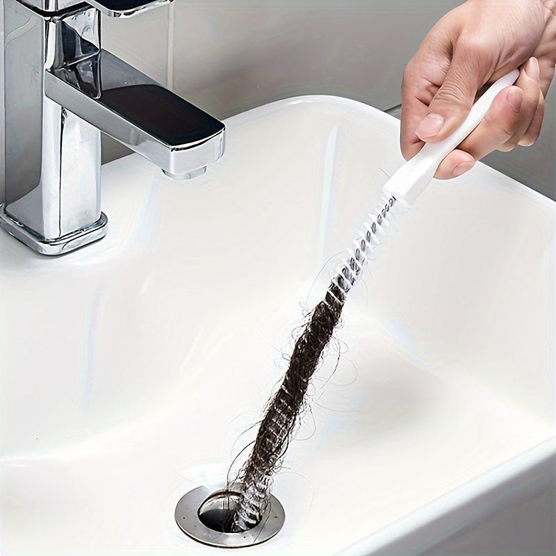 1条 45厘米长 FlexiClean Plastic pipe cleaning brush, pipe head plus tool, bathroom drain and pond sludge remover, flexible cleaning equipment
