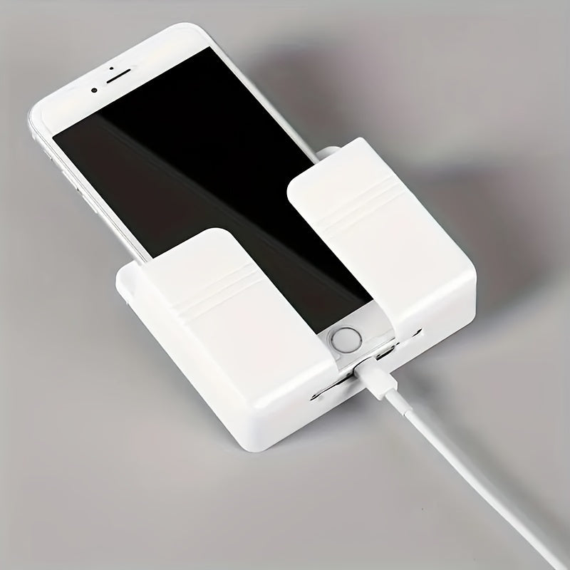 1pc Multifunctional Wall-mounted Mobile Phone Charger Holder Waterproof Space-saving TV Air Conditioner Remote Control Storage Box Wall-mounted Storage Rack