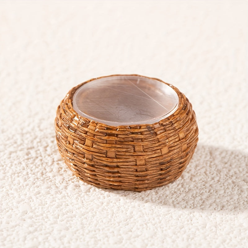 Set of 6 resin miniature figurines - Handcrafted bamboo chair, basket and jar - Multipurpose decoration for indoor and outdoor spaces - Versatile