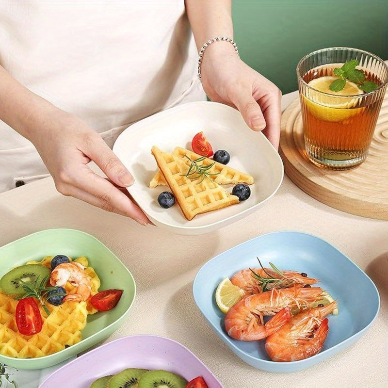 10-Pack Plastic Dinner Plates with Storage Rack - Versatile Snack and Breakfast Plates, Durable Kitchen Tableware Essentials
