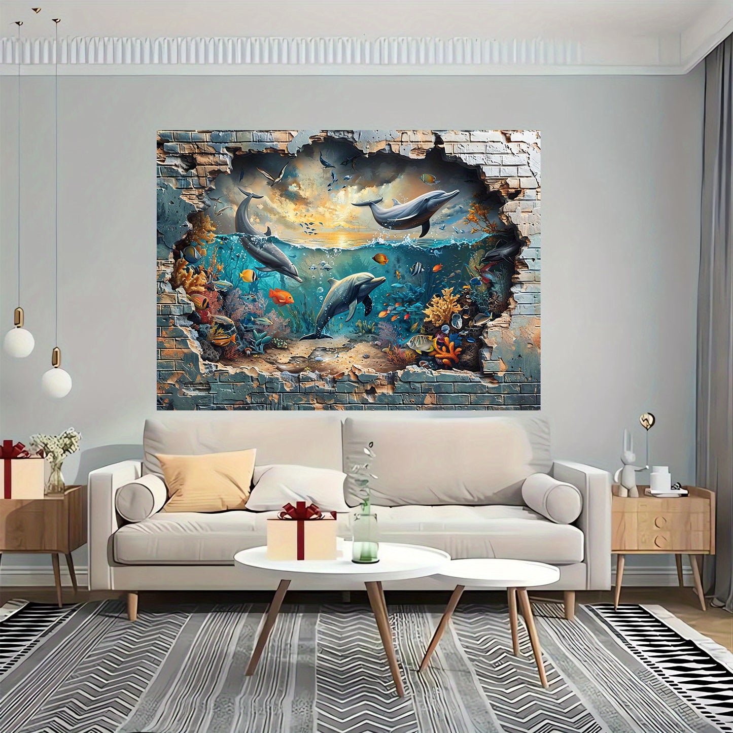 Underwater Shark and Coral Photo Booth Backdrop - Versatile Polyester Wall Mural for Summer Vacations, Birthday Parties and More