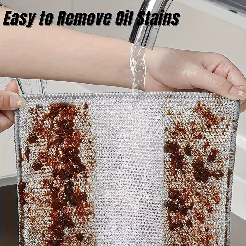 10 Stainless Steel Cleaning Cloths - Non-stick Mesh Dish Towels for Kitchen Maintenance