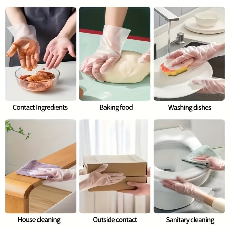 100pcs Premium TPE Disposable Gloves for Women - Waterproof, Lead-Free, Ideal for Kitchen, Baking, Beauty, Pet Grooming & More