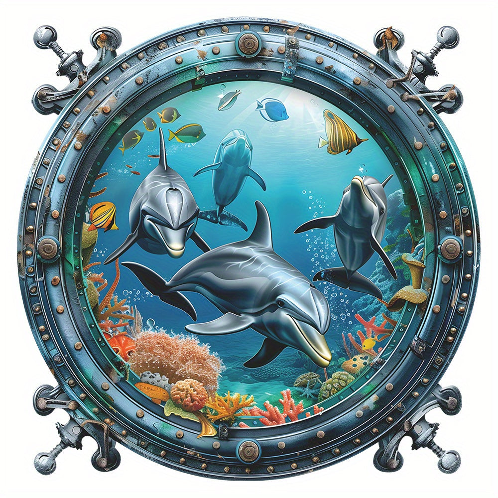 1 pc Whimsical Undersea World Toilet Decal - Waterproof PVC, Self-adhesive Bathroom Sticker with Dolphin and Whale Graphics for Home Decor