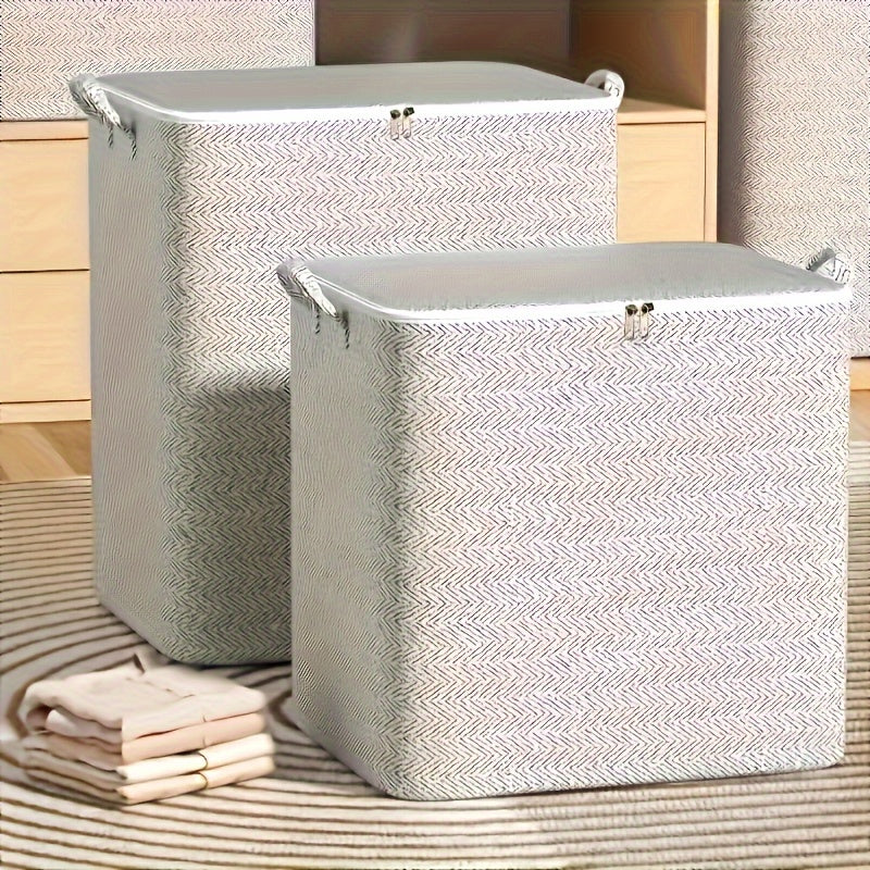 1 large capacity non-woven storage box with handle, waterproof, multi-purpose, suitable for clothes, blankets,