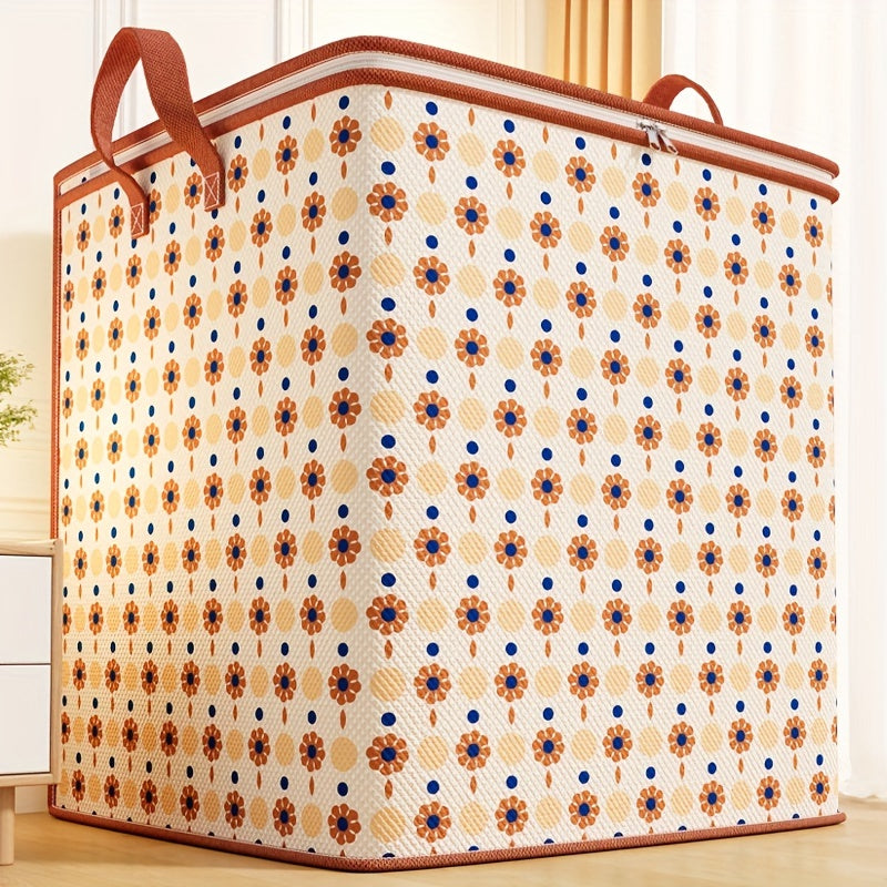 Bohemian style large storage bag - multifunctional, foldable clothes and quilt storage bag, perfect for moving and seasonal sorting, practical hook