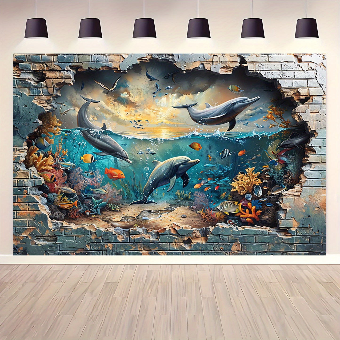 Underwater Shark and Coral Photo Booth Backdrop - Versatile Polyester Wall Mural for Summer Vacations, Birthday Parties and More