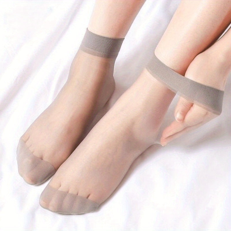 10 pairs of versatile crystal stockings, women's summer thin stockings, short socks, invisible stockings, high elasticity, breathable Colors sent randomly