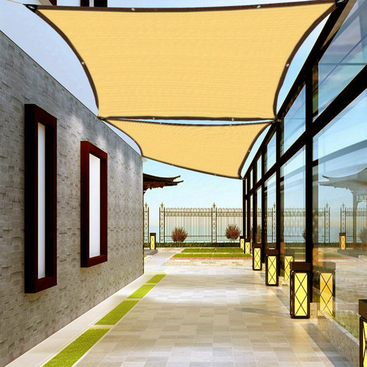 2m*2m single pack anti-ultraviolet sunshade net, suitable for balcony, courtyard, swimming pool, pavilion roof, outdoor terrace tent roof, sunshade cloth with grommets, suitable for agricultural greenhouse
