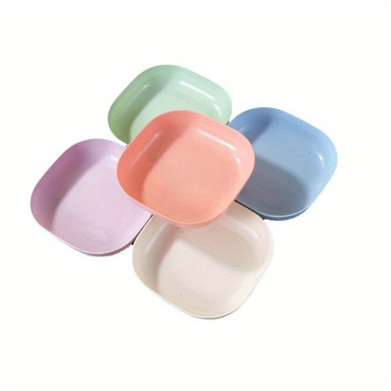 10-Pack Plastic Dinner Plates with Storage Rack - Versatile Snack and Breakfast Plates, Durable Kitchen Tableware Essentials