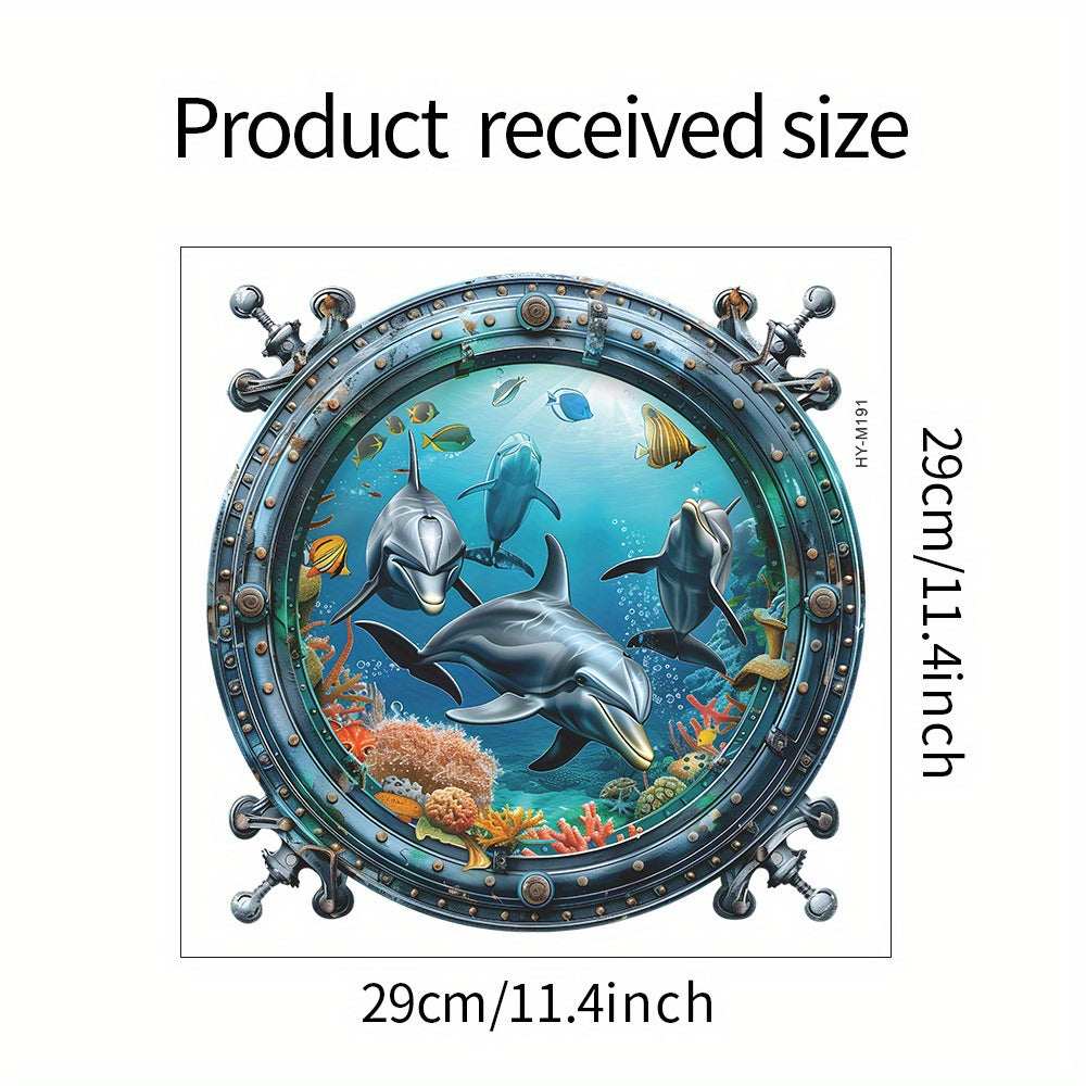 1 pc Whimsical Undersea World Toilet Decal - Waterproof PVC, Self-adhesive Bathroom Sticker with Dolphin and Whale Graphics for Home Decor