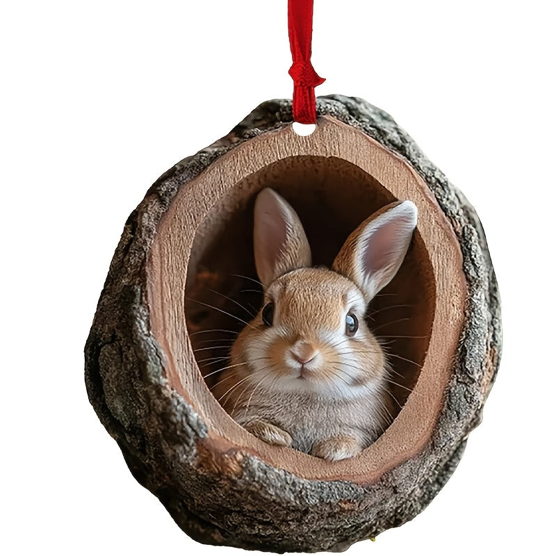 1pc Acrylic Forest Animal Christmas Tree Ornament - Plastic Hanging Decoration for Christmas, Easter, Hanukkah, Thanksgiving - No electricity required, no feathers, ideal gift for animal lovers