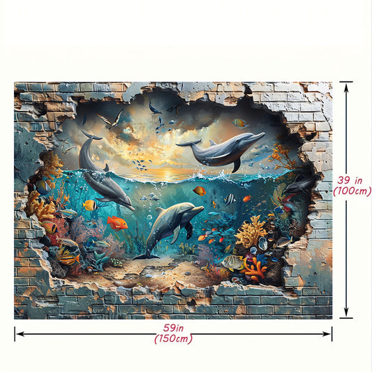 Underwater Shark and Coral Photo Booth Backdrop - Versatile Polyester Wall Mural for Summer Vacations, Birthday Parties and More