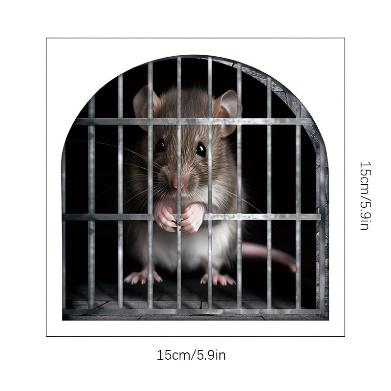 Cute 3D Mouse Hole Sticker - Flower Branch Mouse Pattern - Waterproof and No Residue - Perfect for Home Decor and Reading Corner Halloween, Christmas
