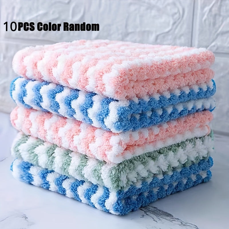 10 Pack Dish Towels Bamboo Fiber Dish Cloths Super Absorbent Double Layer Cleaning Cloths Modern Thick Kitchen Towels Reusable Oil Free Containing Bamboo Charcoal Dish Cloths