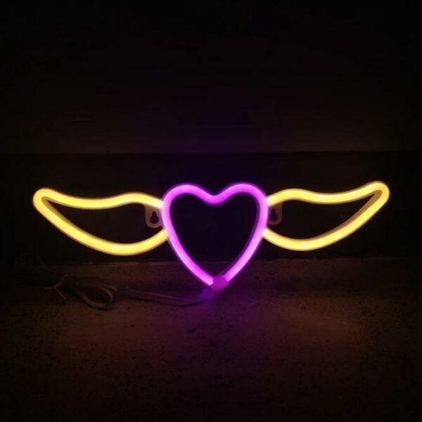 FA-A64 Heart Wing Neon Sign Lamp USB And Battery Operated