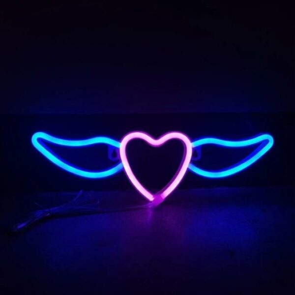 FA-A64 Heart Wing Neon Sign Lamp USB And Battery Operated