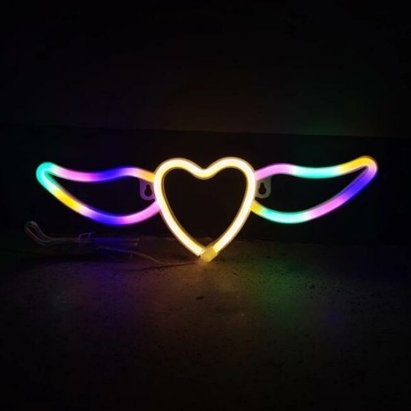 FA-A64 Heart Wing Neon Sign Lamp USB And Battery Operated