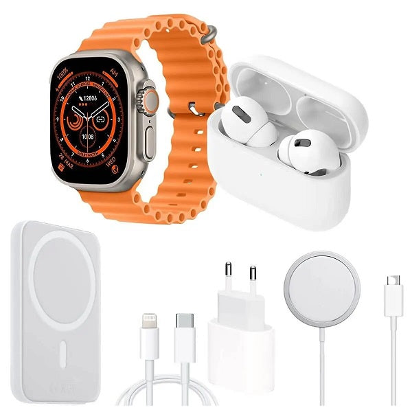SE-TQ33 Smart Watch And Bluetooth Earphones Set With 3000mAh Magnetic Wireless Charger MVP-135