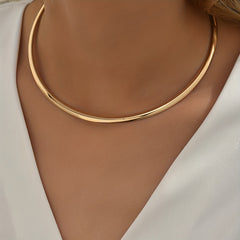 1 Golden Classic Simple Collar Neck Ring Hip Hop Metal Style Fashion Collar.Kpop Style Jewelry.