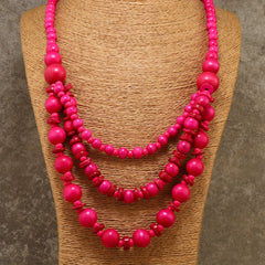 Handmade Bohemian Multi Layer Necklace High Quality Recycled Wood Beads with Vibrant Yellow & Golden Brown Tones Intricate Carvings Versatile for Casual Attire or Gift Women's Fashion Jewelry Wooden Necklace Gift Accessory Multilayered Design