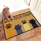 1pc Paw Print Doormat Non Slip Indoor/ Entrance Mat with "Welcome" Lettering & Paw Prints Beige/Brown/Blue/Golden/Black Durable All Season Mat for Front Door Bathroom Living Room Pet Friendly Housewarming Gift for Dog & Cat Owners Machine Washabl