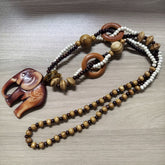 Bohemian Style Wooden 1pc Handmade Elephant Pendant Necklace | Beaded Detail Eternal Retro Charm | Unisex