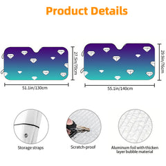 1pc Car Sunshade with Gradient Diamond Pattern Front Windscreen Visor High Definition Printed Shield for RVs Sedans & SUVs Easy to Install Sun Shields For Cars Mini Car Sunshade Sun Reflector For Car Window Car Sun Shield Fabric Sun Blocker For C