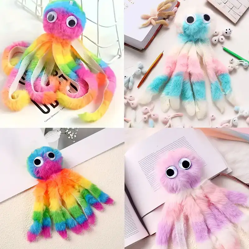 Dog Chew Toys Colorful Octopus Plush Cat Toy - Durable, Teeth Cleaning Interactive Game for Small Dogs and Cats, No Batteries Required, Indoor, Pet Toy