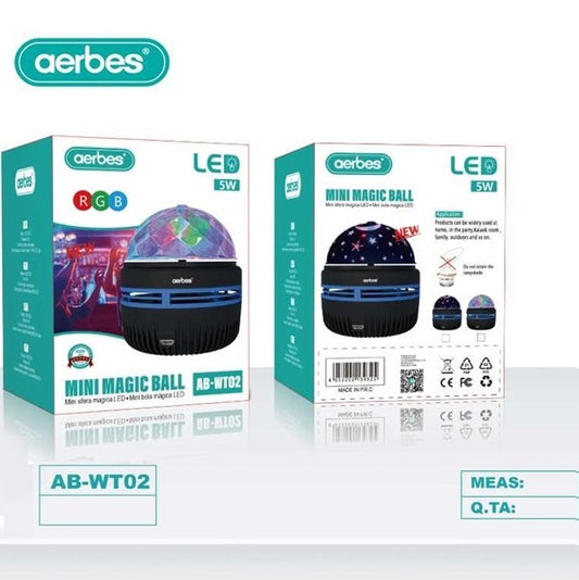 Aerbes AB-WT02 360° Rotation RGB Mini Magic Ball Light