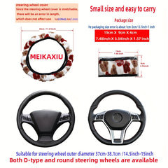 1pc MEIKAXIU Winter Plush Flower Design Flannelette Car Steering Wheel Cover Universal Fit for 36.83 38.1 cm Wheels Comfortable Warmth No Inner Circle Suitable for Men and Women