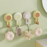 1pc Dopamine Strong Suction Cup Hook No Drill Wall Mount Traceless Adhesive Bathroom Hook for Towels Plastic Wallmounted Storage|Traceless Adhesive|Durable Plasti