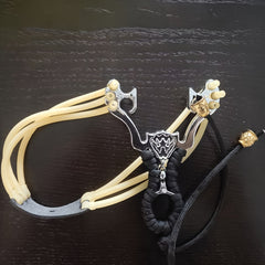 4pcs High Performance Slingshot Launcher Set with Quick Press Rubber Bands Heavy Duty & Ultra Portable with Ergonomic Grip Safety Lock & Wrist Strap Ideal for Outdoor Shooting Fishing Camping Hiking Perfect Gift for Adults (Black) Ideal for Ch