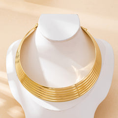 Women's Large Wide Hoop Choker Necklace Thick Golden Toned ( Metal) Statement Jewelry Minimalist Layering Necklace for Daily Wear & Parties Year Round Versatile Oversized Hoop Ring like Collar Accessory Jewlery Christmas Brooches For Women Layered