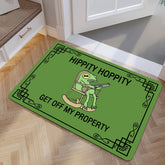 1pc Luxury Green Frog Mat with "HIPPITY HOPPITY GET OFF MY PROPERTY" Design Non Slip Machine Washable Polyester Floor Mat for Entryway Living Room Bathroom and Balcony Decor Ideal Spring & Summer Gift Bathroom Mat | Playful Design | Durable Floor