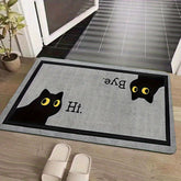 Cute Black Cat Doormat With "B&K Hi" Design